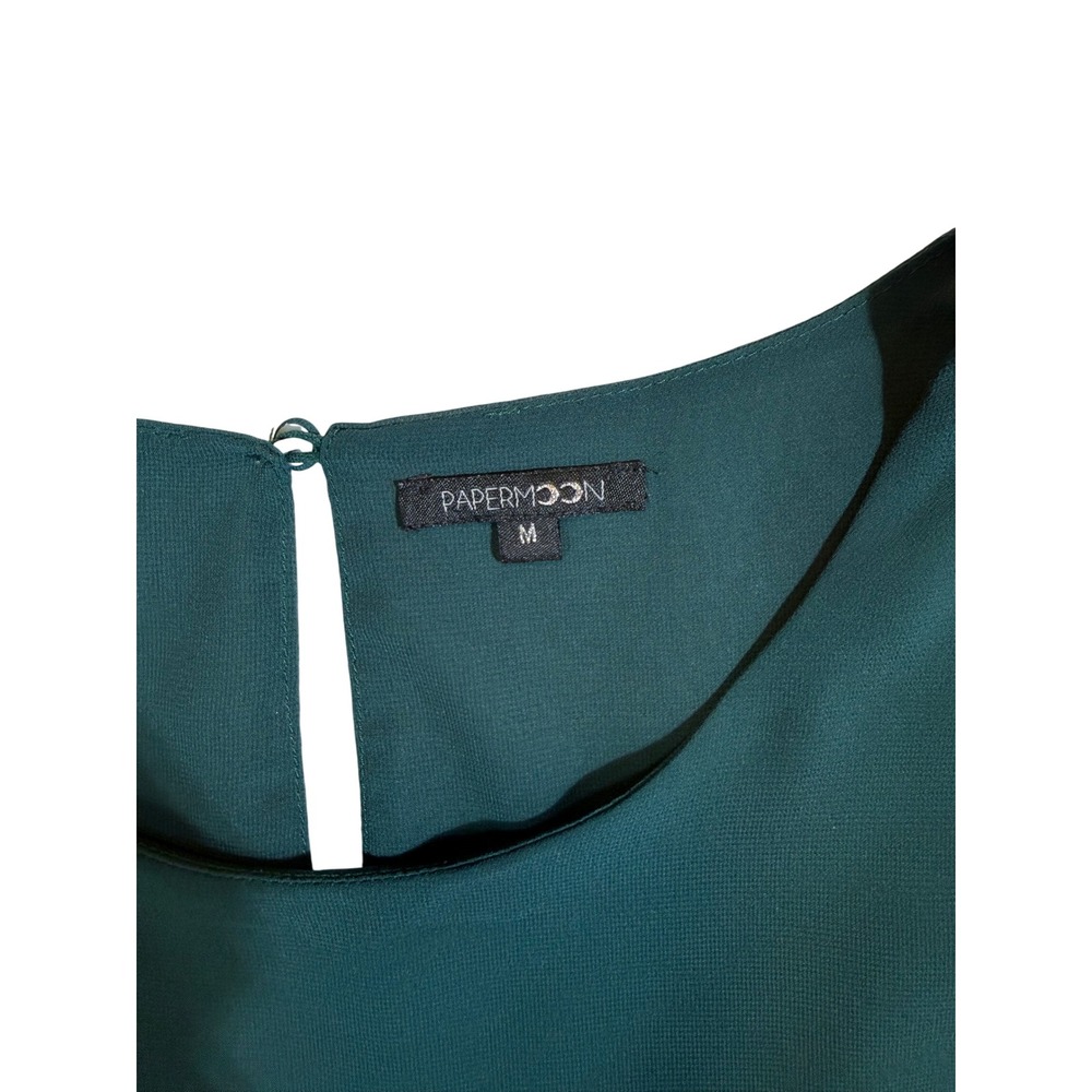Papermoon Womens Dark Teal Long Sleeve Ruffle Cuff Blouse Medium - Picture 3 of 3